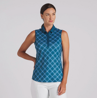 Puma Women's CLOUDSPUN Plaid Sleeveless Golf Polo